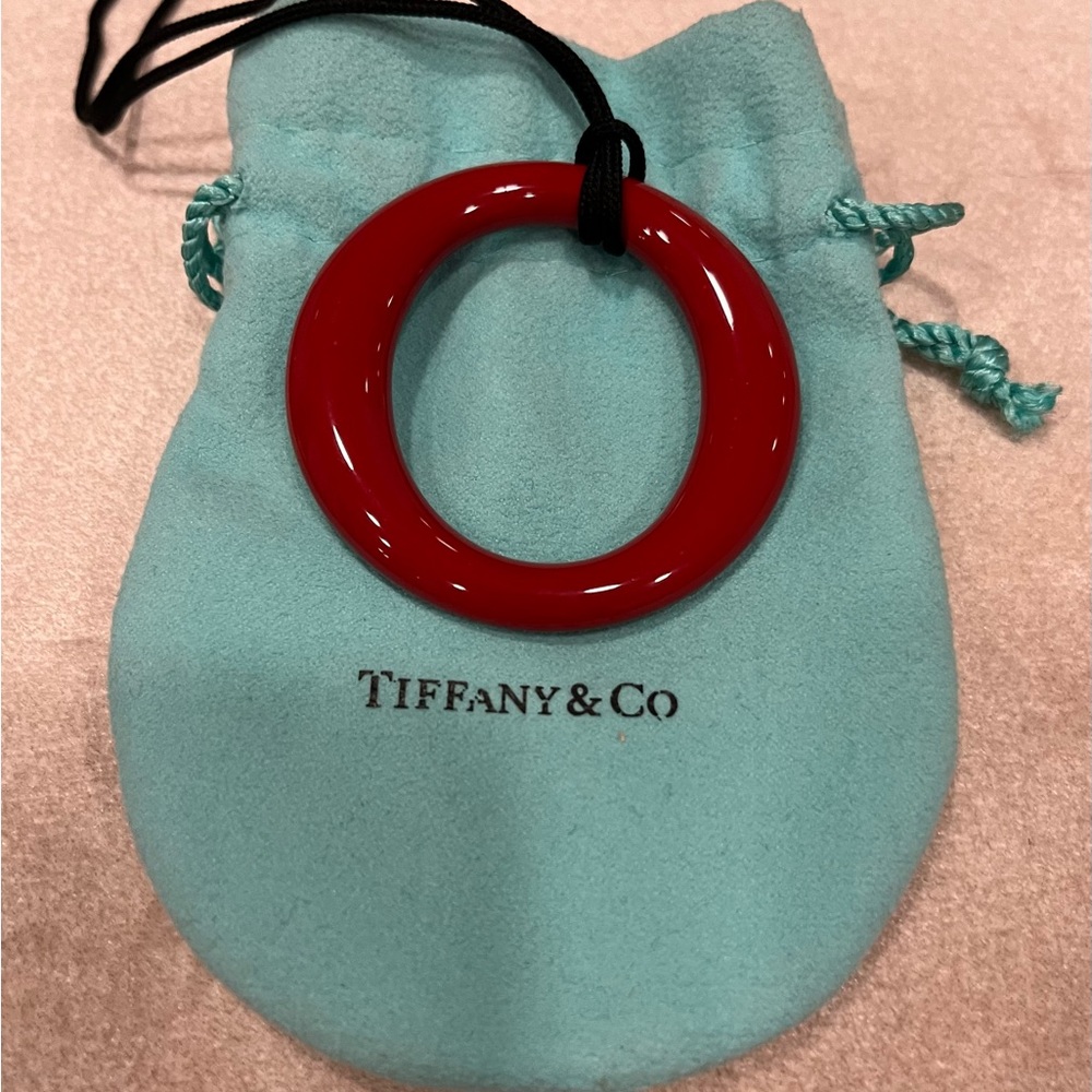 Tiffany & Co Elsa Peretti sevilliana red laquer on silk cord pendant